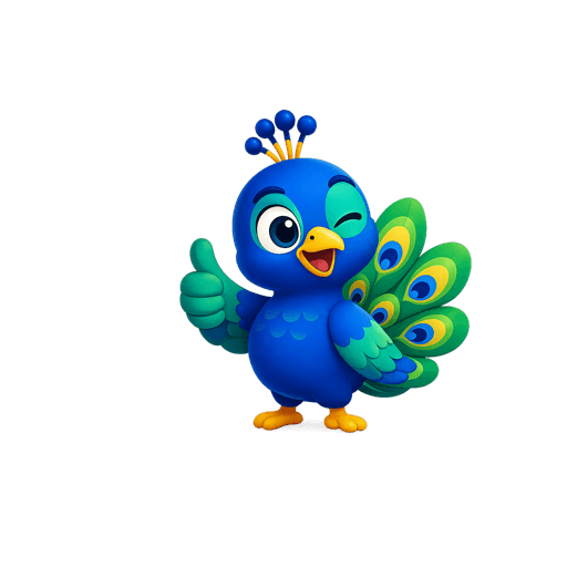 Mayu the peacock giving a thumbs up
